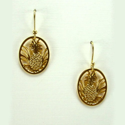 OVAL PINEAPPLE EARRINGS GOLD